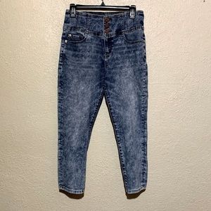 NOBO Jeans 13 Jr Acid Wash Blue Cropped Skinny Cotton Blend High Rise Stretchy